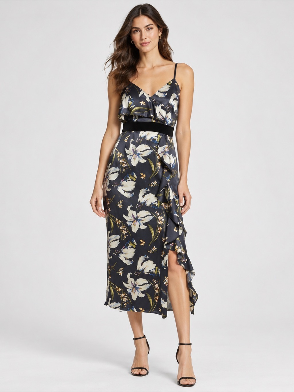 Cinq a Sept Leena Floral Midi Dress in Black Multi - 6